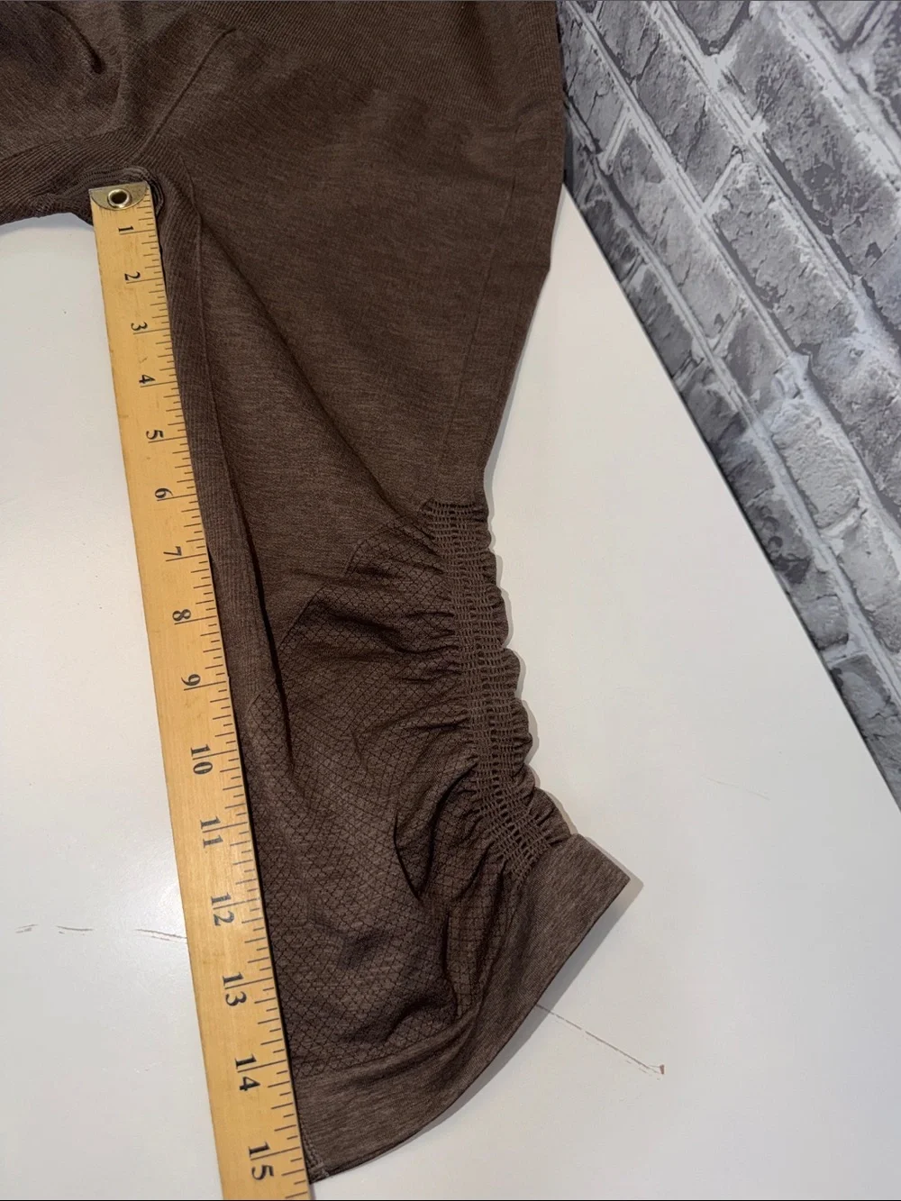 lululemon athletica Brown Ruched Capri Leggings